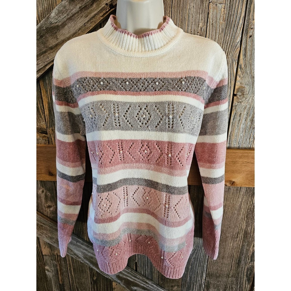 Alfred dunner PXL PETITE winter velour thick sweater with floral cut out